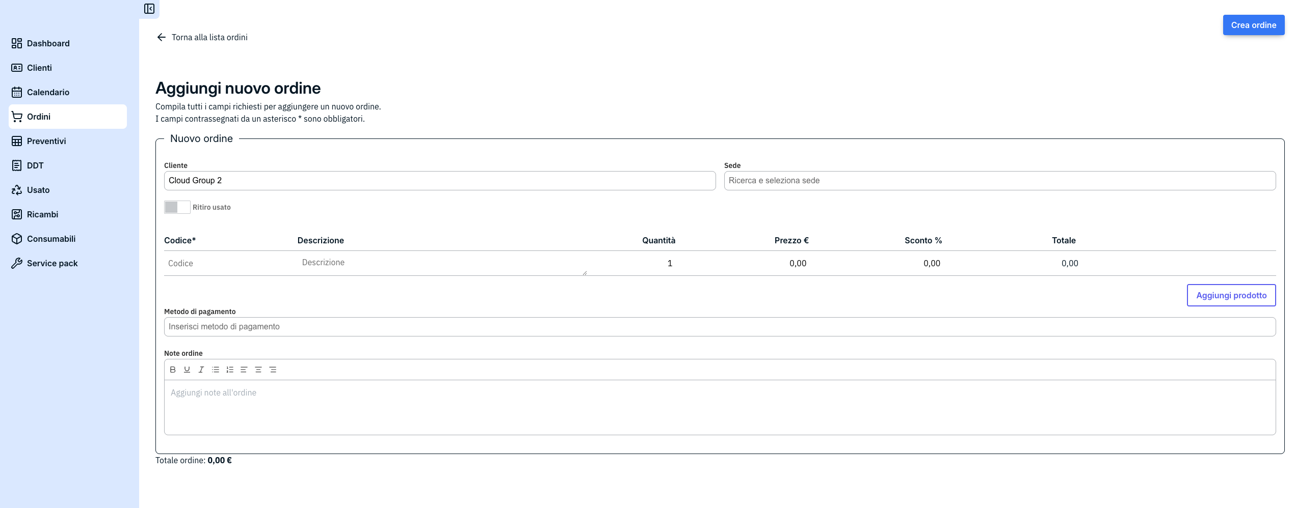 Placeholder secondo dettaglio progetto Custom SaaS